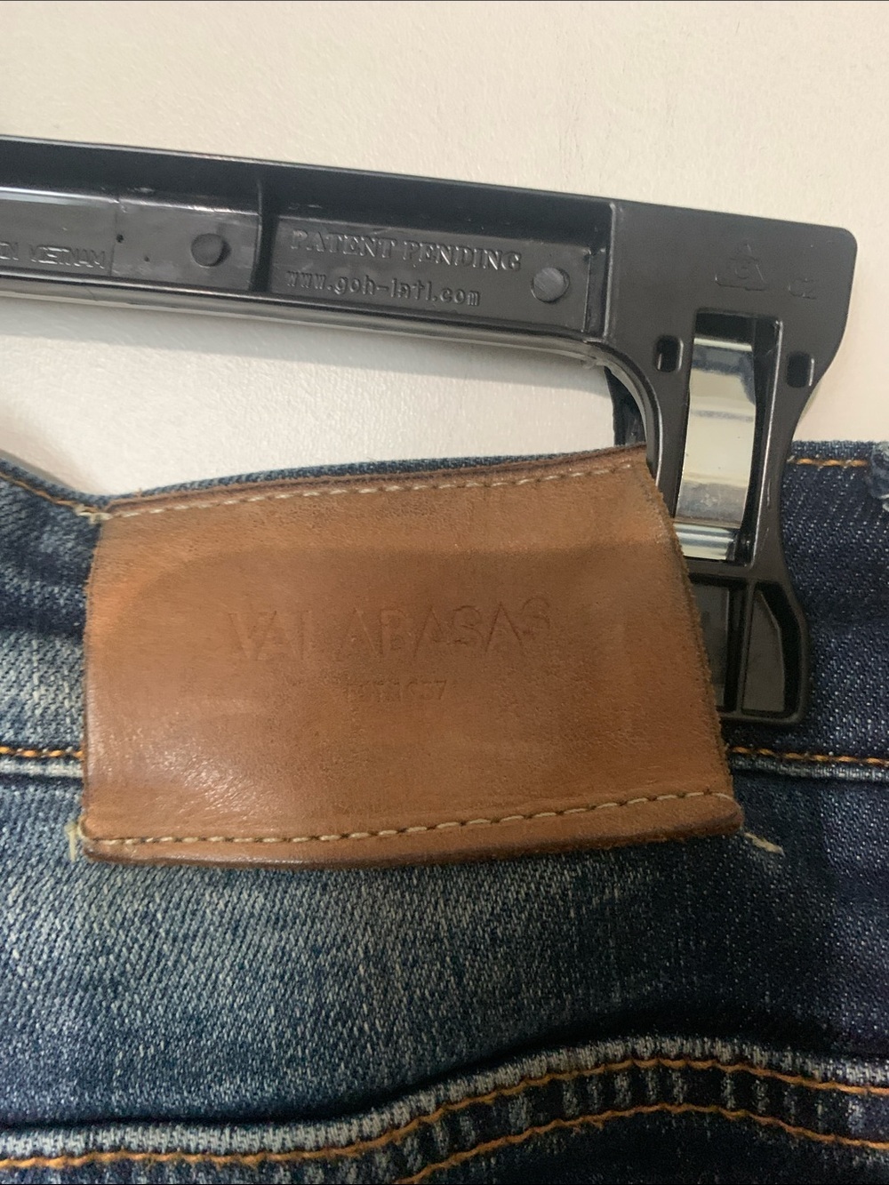Dark Wash Skinny Jeans with Red Embroidered Trim - Picture 9 of 11